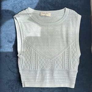 Babaton • Pointelle tank in pale blue.